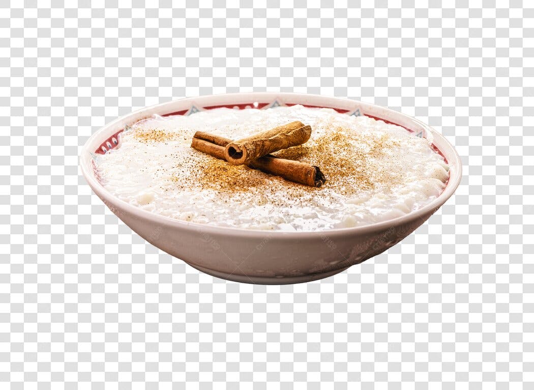 Sobremesa Arroz Doce com Canela em Tigela PNG com fundo transparente