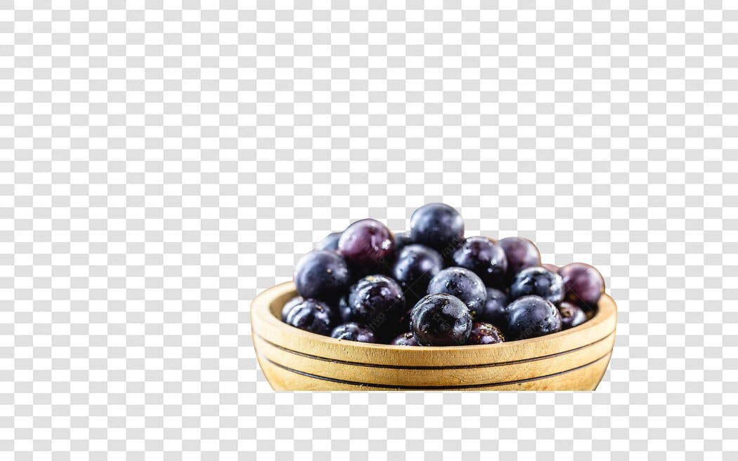 Frutas frescas Jabuticabas tigela madeira PNG com fundo transparente