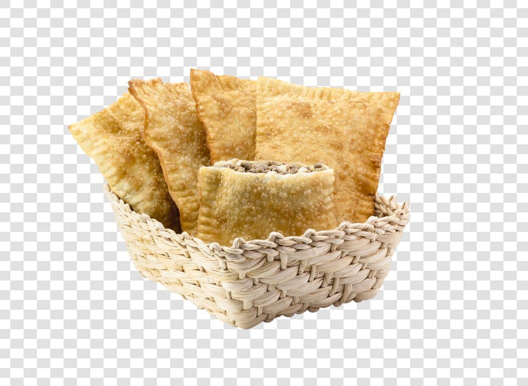 Cesta de Pastéis de Carne Dourados Crocantes PNG com fundo transparente