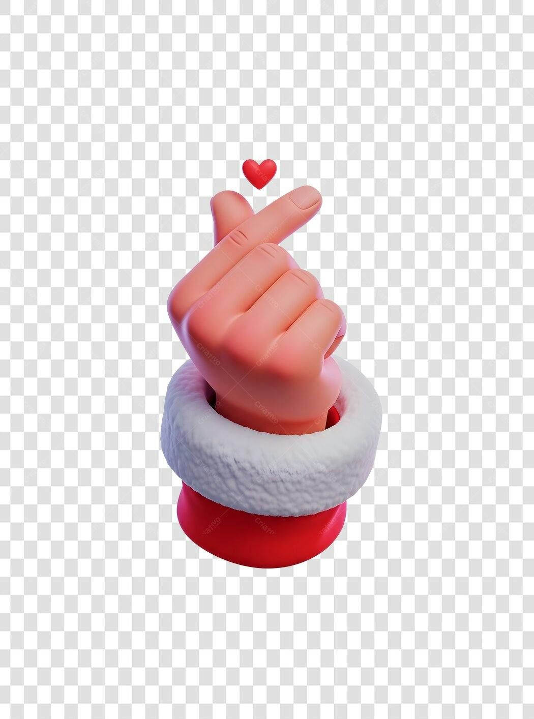 Ícone Mão Coração Coreano Natalino 3D PNG com fundo transparente