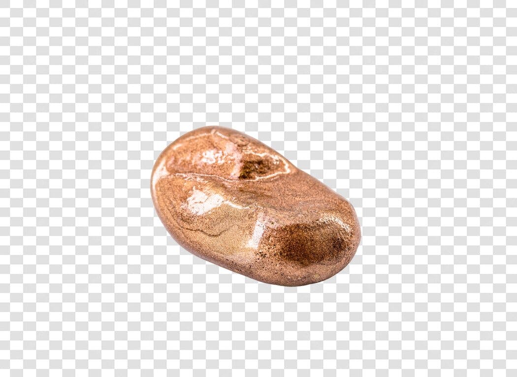 Nugget metálico bronze dourado elemento gráfico PNG com fundo transparente