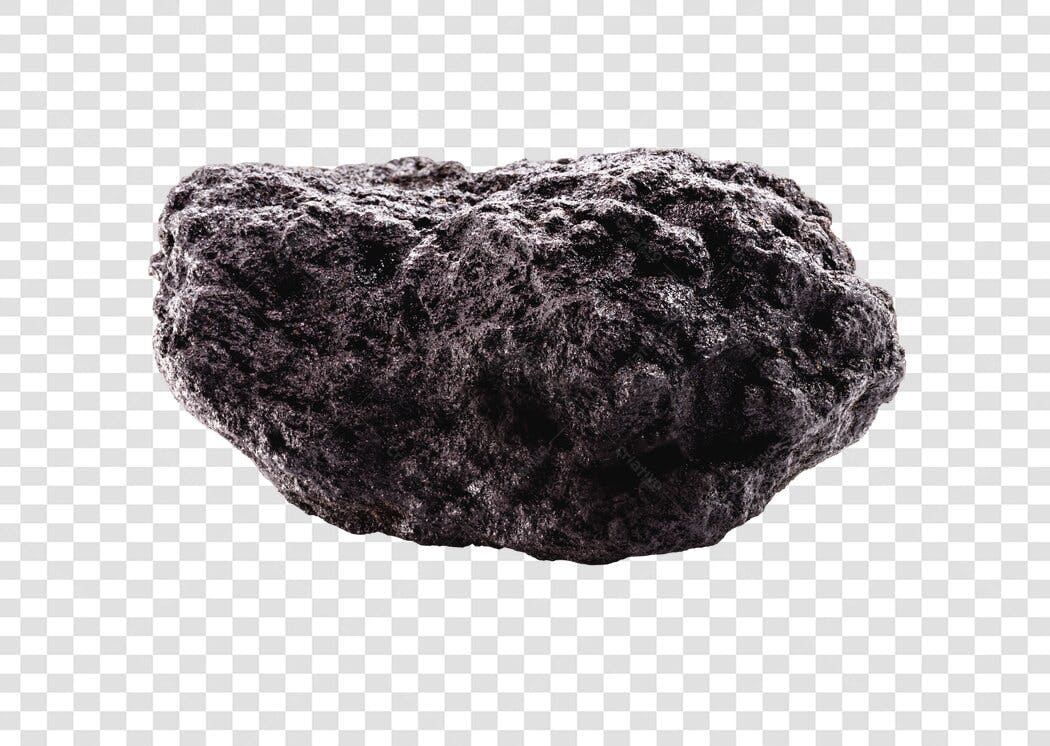 Pedra escura rocha vulcânica textura bruta PNG com fundo transparente