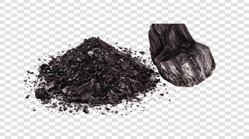 Pedaço de Carvão e Pó Escuro Preto para Design PNG com fundo transparente