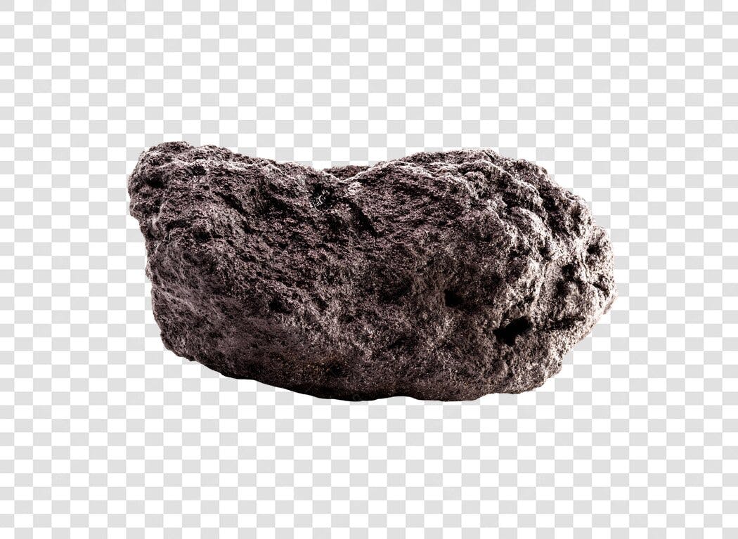 Objeto 3D Rocha Vulcânica Escura PNG com fundo transparente