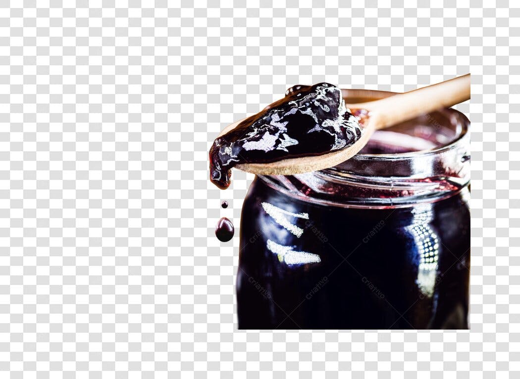 Elemento para Marketing Geleia de Frutas Escuras em Pote de Vidro PNG com fundo transparente