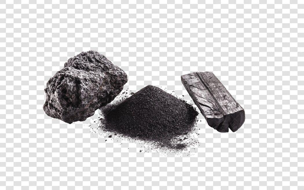 Material Carvão Vegetal em Pedaço Pó e Lenha PNG com fundo transparente