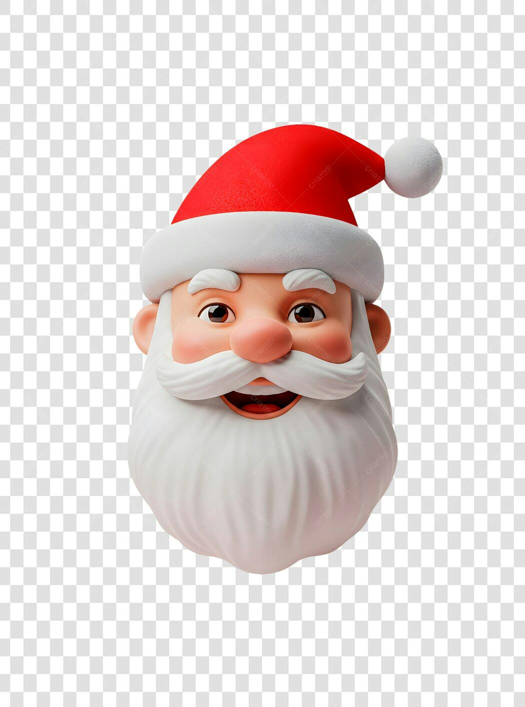 Ilustração 3D Papai Noel Natal sorridente barba branca gorro vermelho PNG com fundo transparente