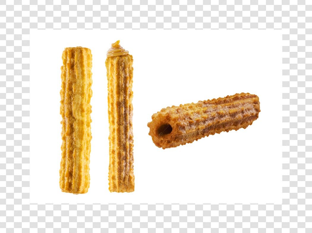 Alimento Churros crocantes com doce de leite e açúcar dourado PNG com fundo transparente