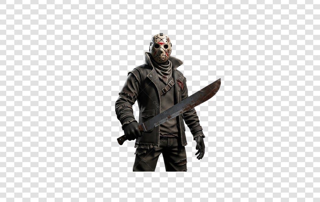 Personagem Jason Voorhees Halloween com facão enferrujado PNG com fundo transparente