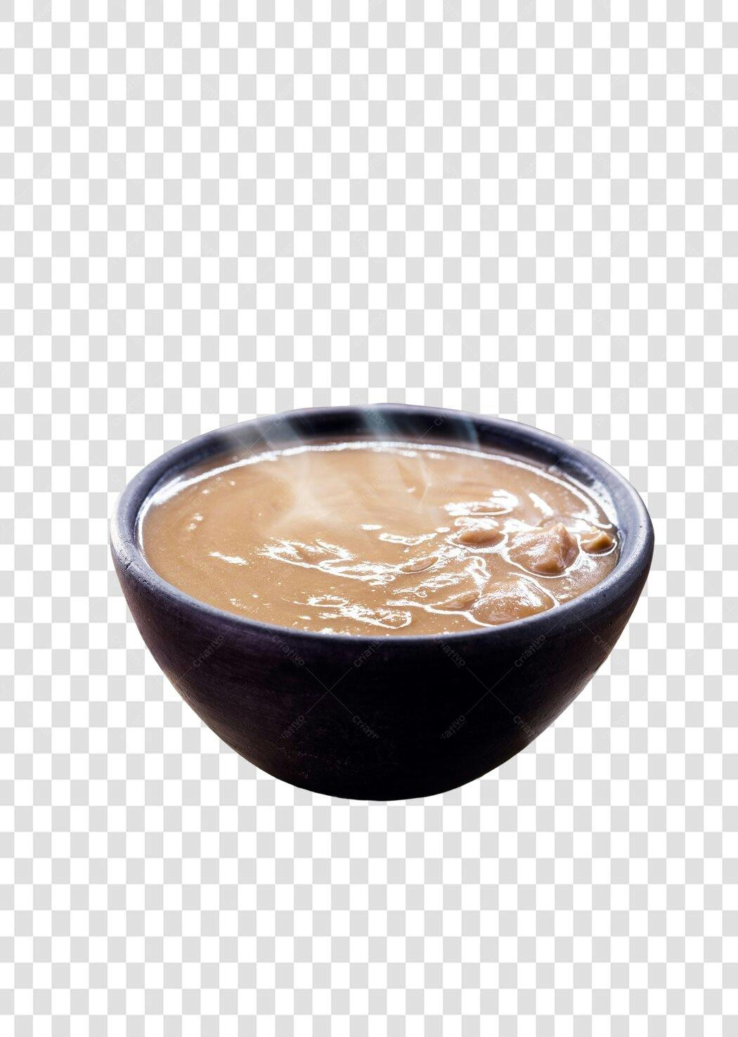 Imagem de Caldo Quente com Feijão em Tigela Escura PNG com fundo transparente