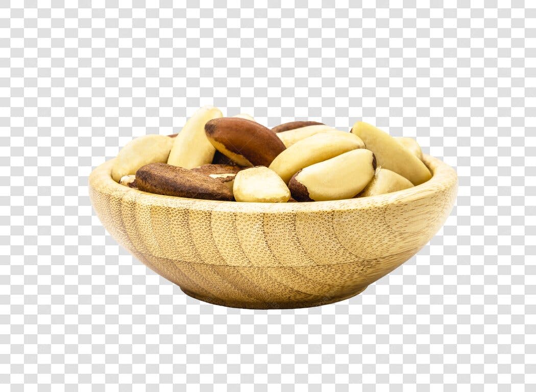 Imagem de Tigela de Castanhas do Pará Saudáveis PNG com fundo transparente