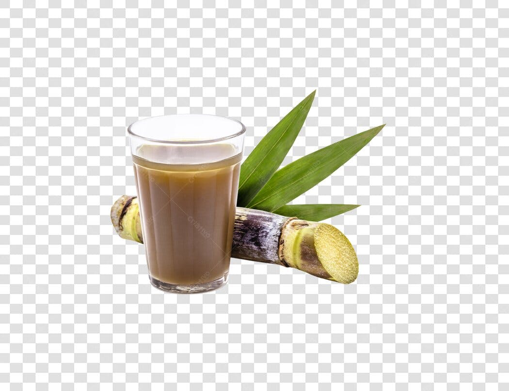 Imagem Caldo de Cana com Folhas Verdes para Bebidas Naturais PNG com fundo transparente