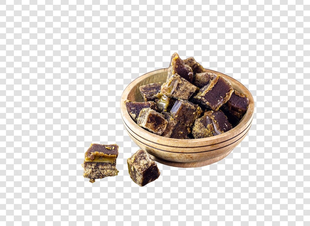 Comida Rapadura em cubos tigela de madeira marrom PNG com fundo transparente