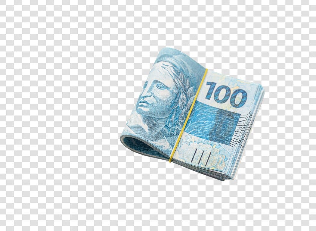 Maço de Notas de 100 Reais Brasileiros PNG com fundo transparente
