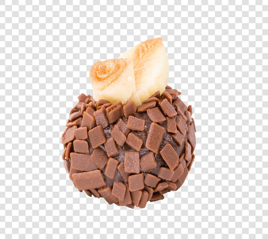 Doce gourmet Brigadeiro com granulado e abacaxi PNG com fundo transparente
