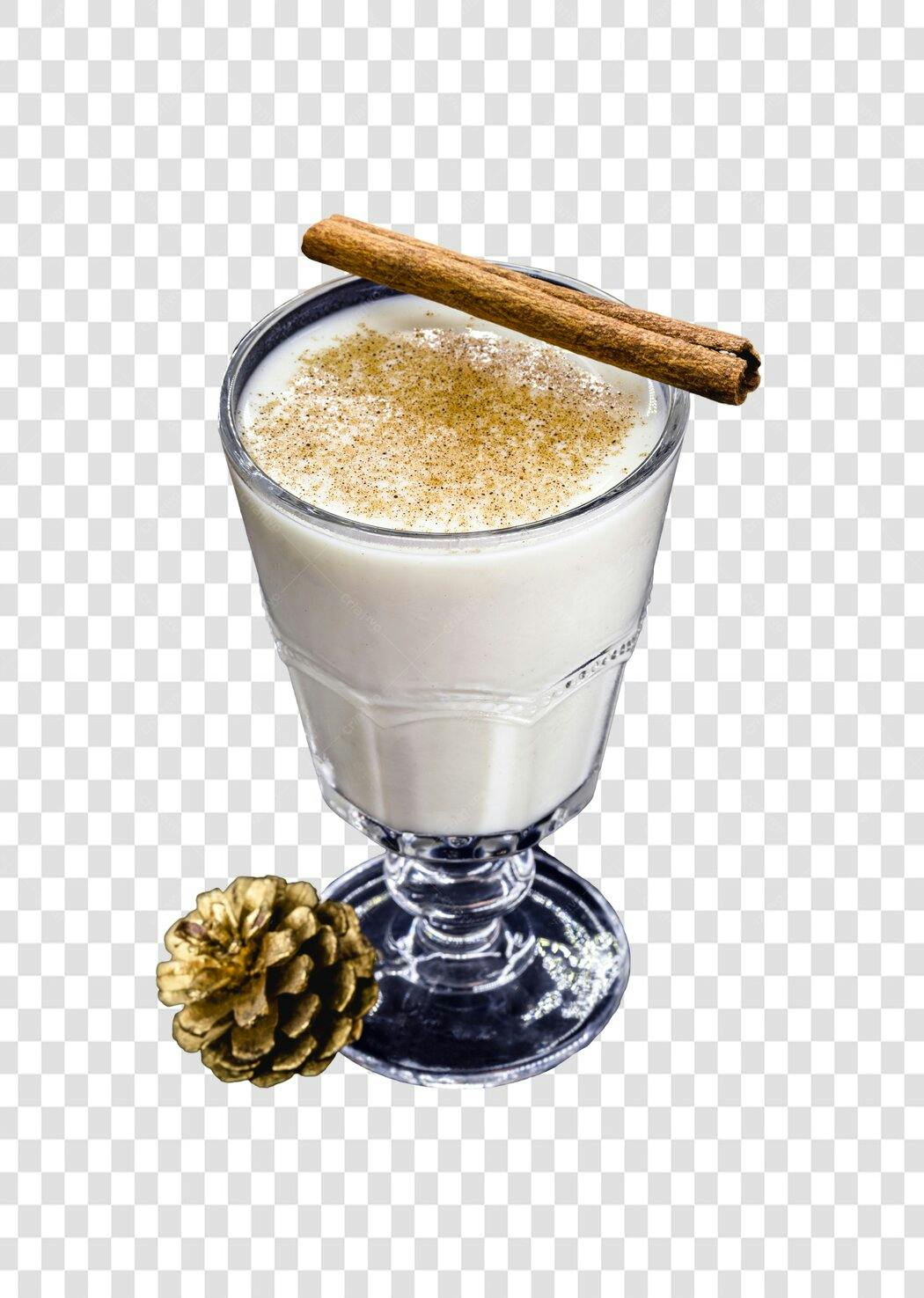 Bebida natalina Gemada canela pinha dourada branca marrom PNG com fundo transparente