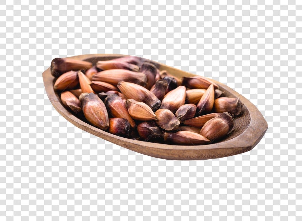 Elemento para design Pinhões em tigela de madeira PNG com fundo transparente