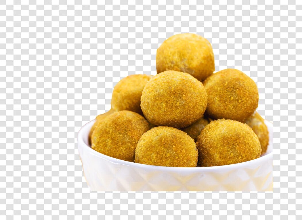 Foto de comida Bolinhos fritos dourados para menu PNG com fundo transparente
