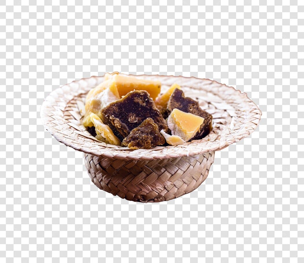 Elemento Culinário Brasileiro Rapadura e Doce em Chapéu de Palha PNG com fundo transparente