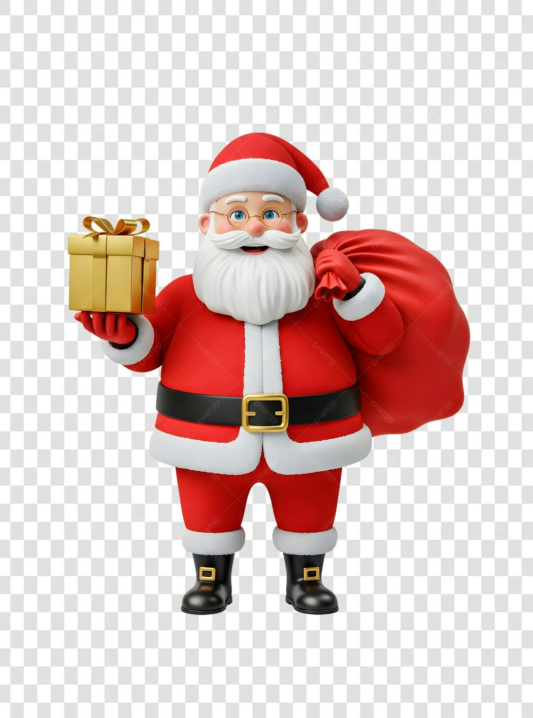Personagem Papai Noel Natal presente saco vermelho barba branca PNG com fundo transparente