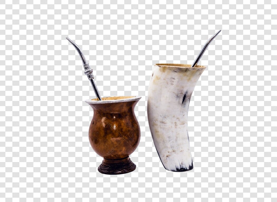 Objeto Cuia e Guampa de Mate Tereré com Bombas PNG com fundo transparente