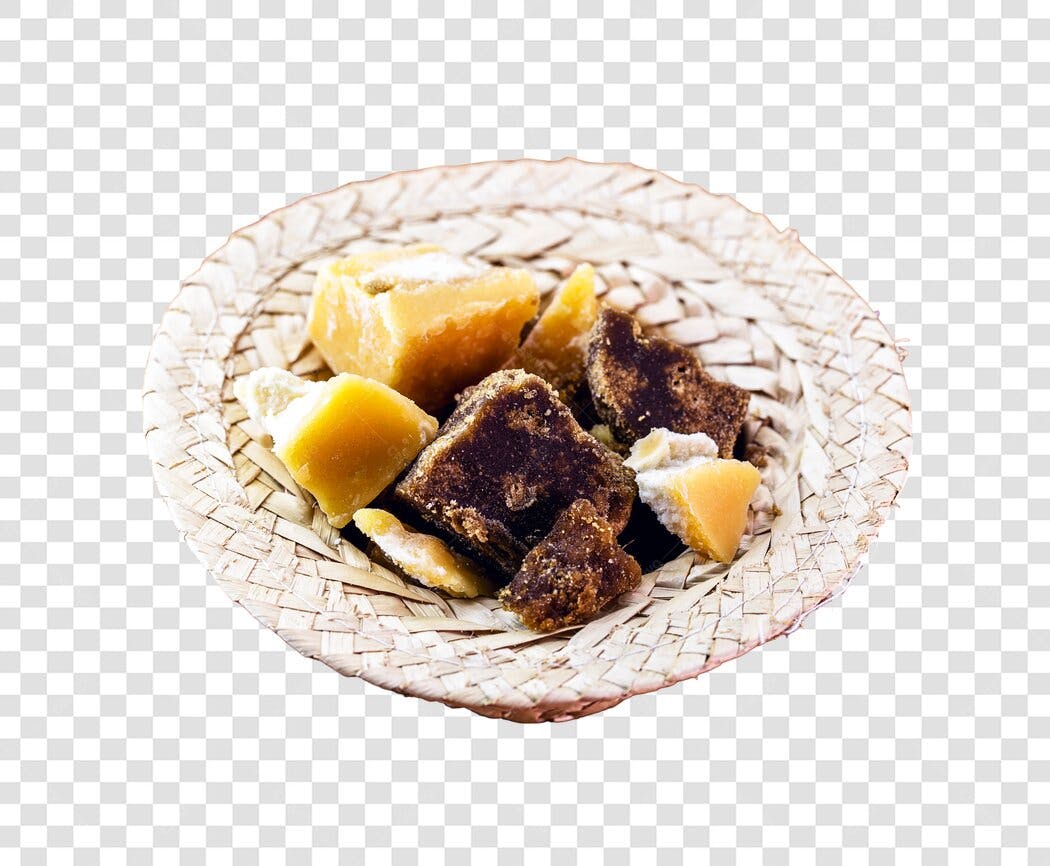 Ícone Rapadura com Doce de Coco em Cesta de Palha Comida Típica PNG com fundo transparente