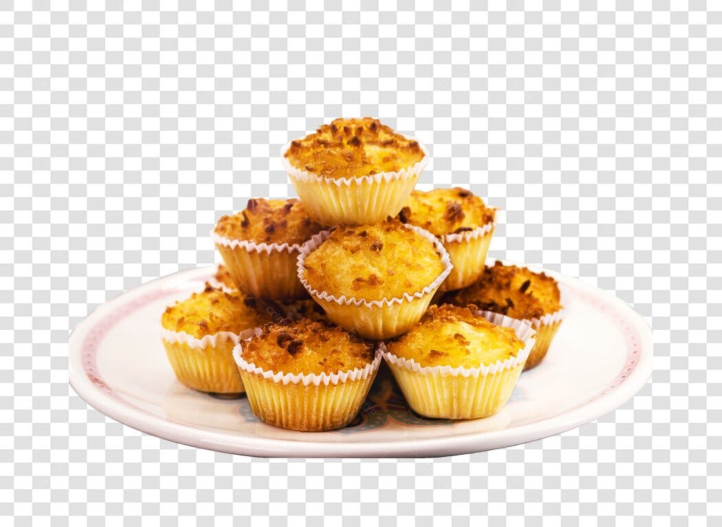 Foto de Docinhos de Coco Mini Queijadinhas Douradas PNG com fundo transparente
