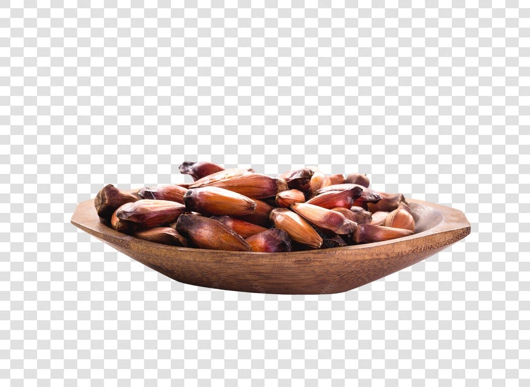 Imagem de Pinhões Tigela de Madeira PNG com fundo transparente