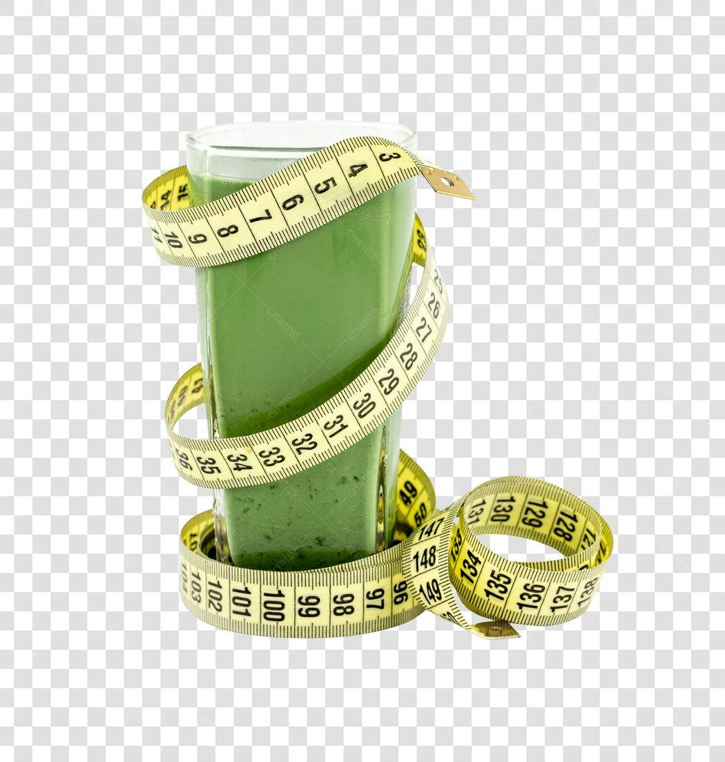 Imagem de Smoothie Verde Detalhe Fitness com Fita Métrica PNG com fundo transparente