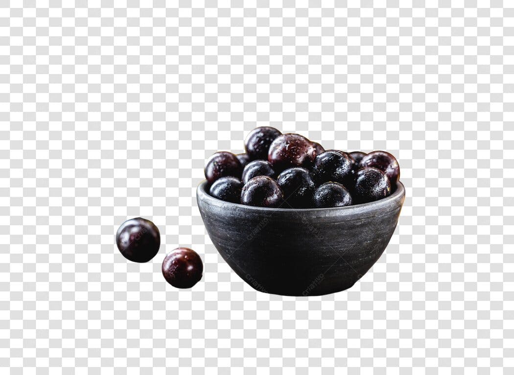 Elemento gráfico Açaí fresco em tigela rústica PNG com fundo transparente