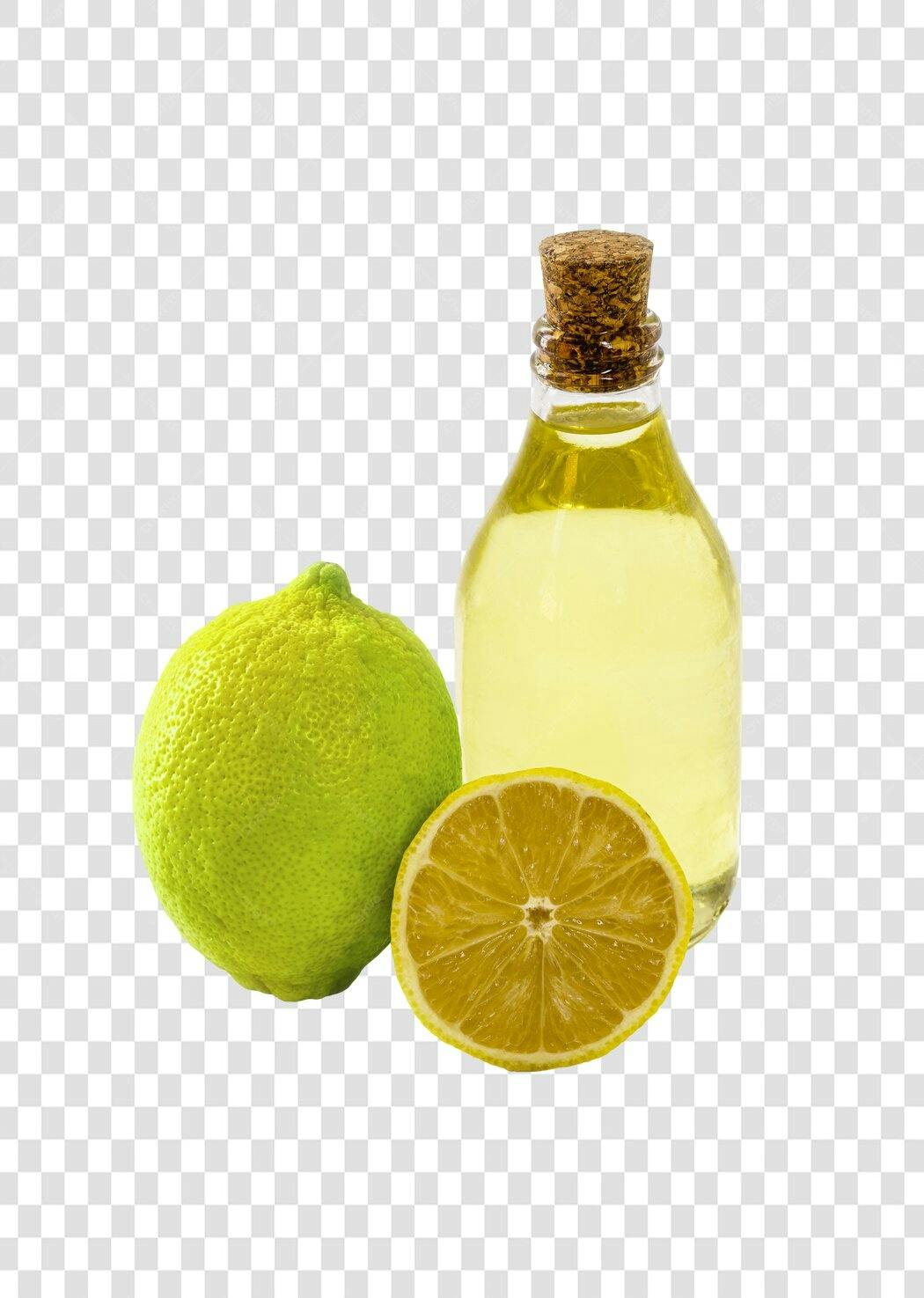Óleo essencial de limão e lima com frutas cítricas PNG com fundo transparente