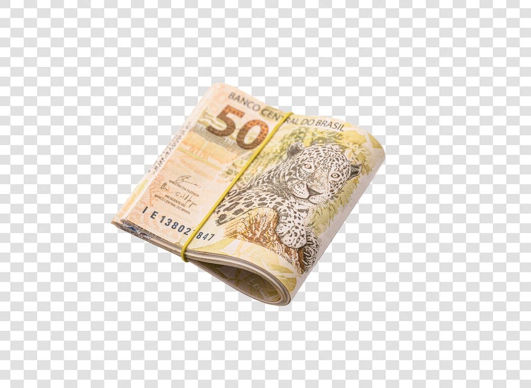 Pacote de Cédulas 50 Reais Brasileiras Dinheiro PNG com fundo transparente