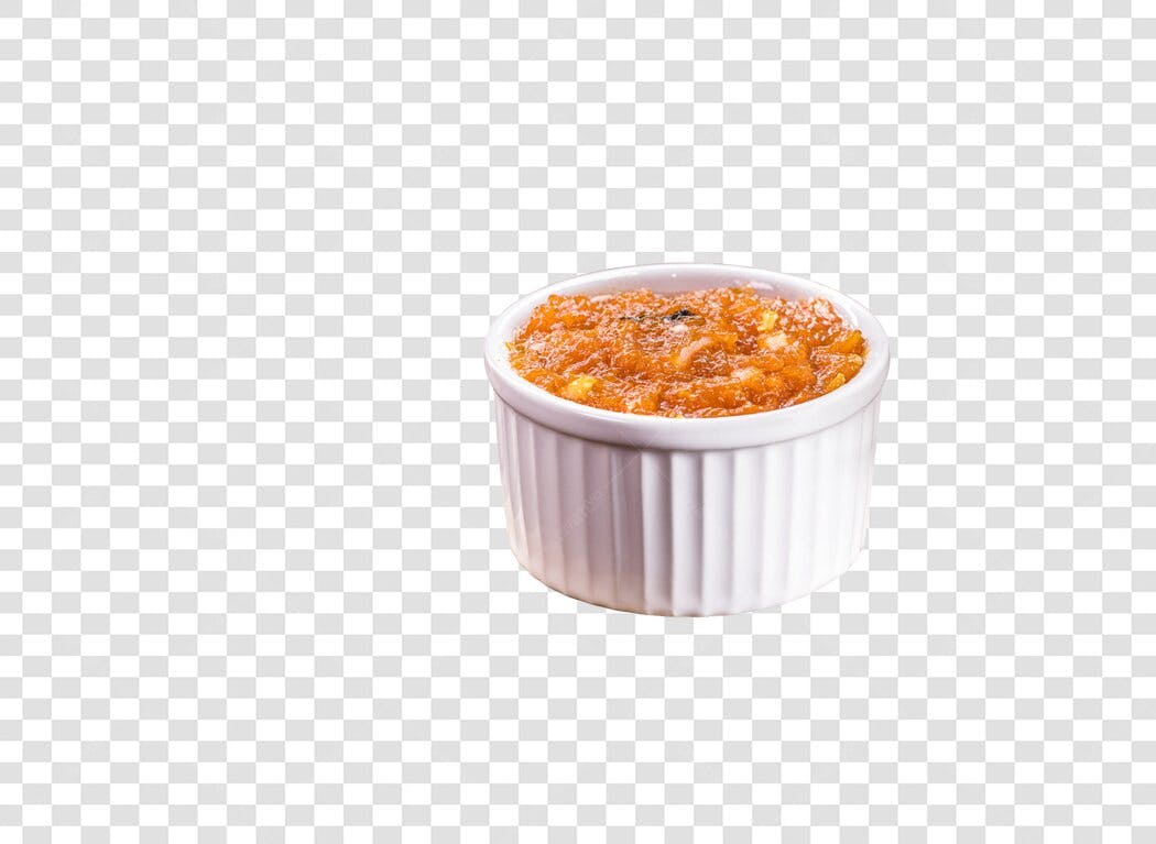Sobremesa Doce de Abóbora em Ramekin Branco PNG com fundo transparente