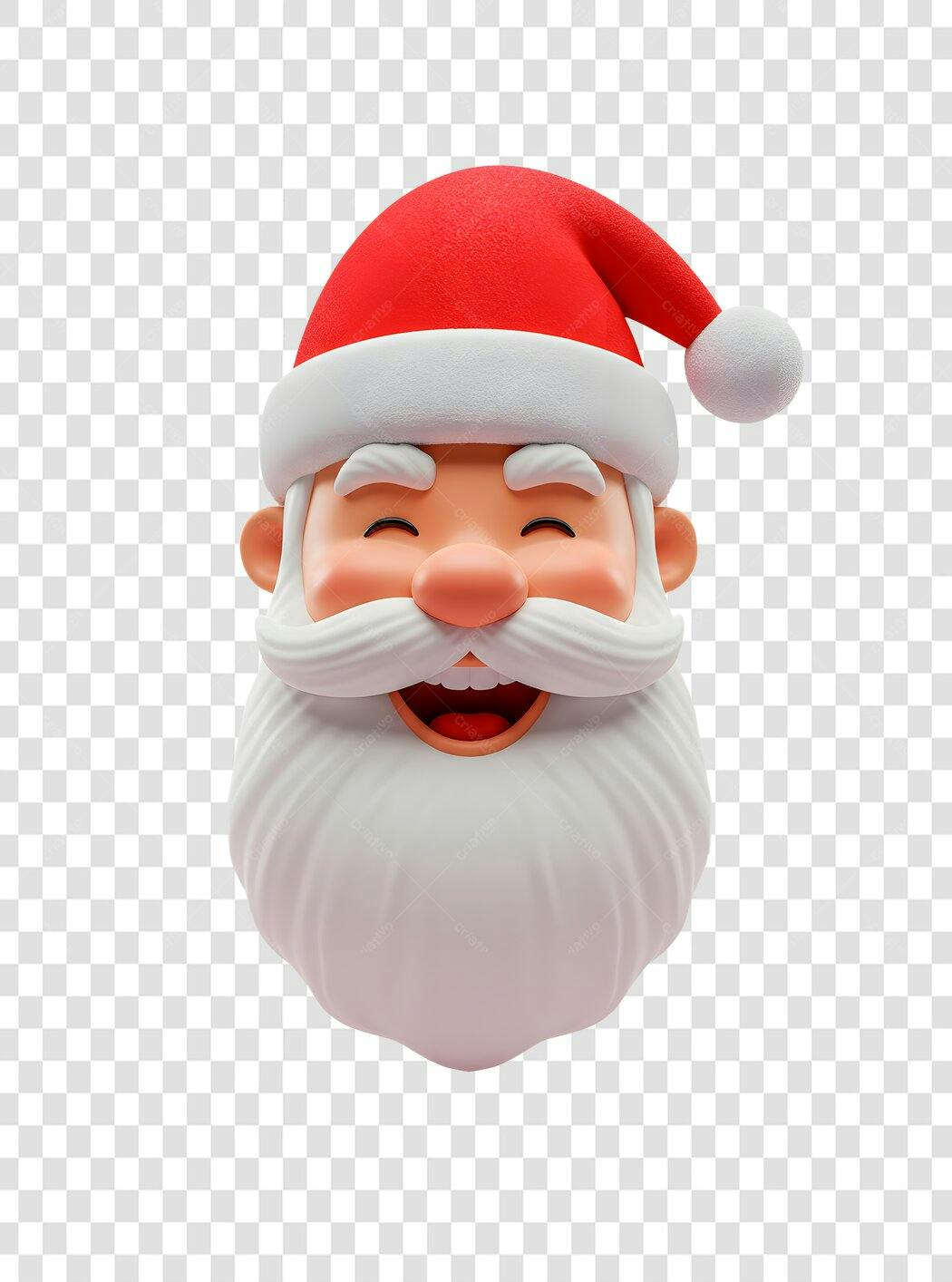 Ícone 3D Papai Noel feliz Natal vermelho e branco PNG com fundo transparente