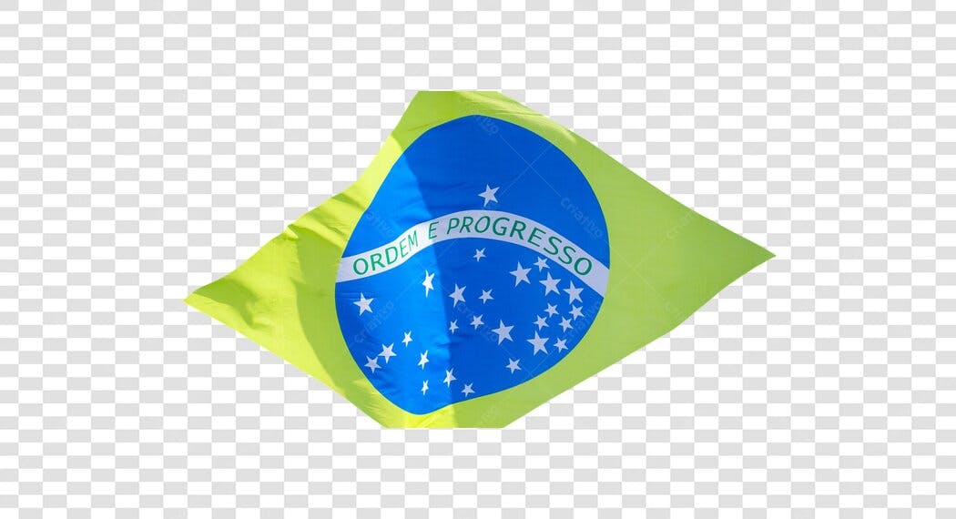 Bandeira do Brasil balançando com cores vibrantes PNG com fundo transparente