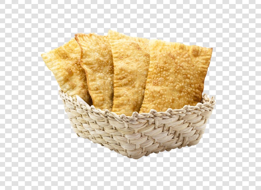 Elemento Culinário Pastéis Fritos Dourados em Cesta PNG com fundo transparente
