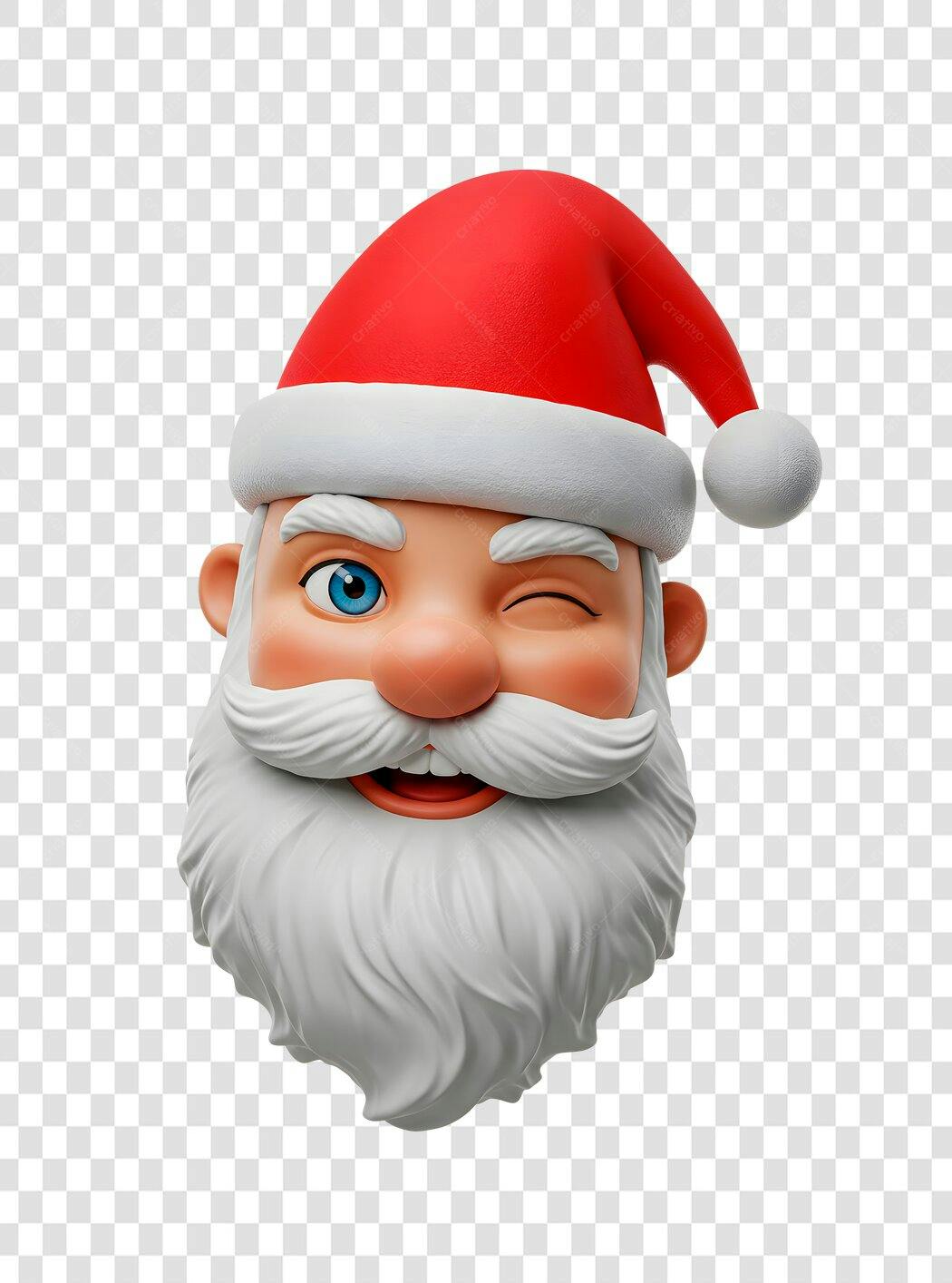 Icone 3D Papai Noel Natalino Piscando PNG com fundo transparente
