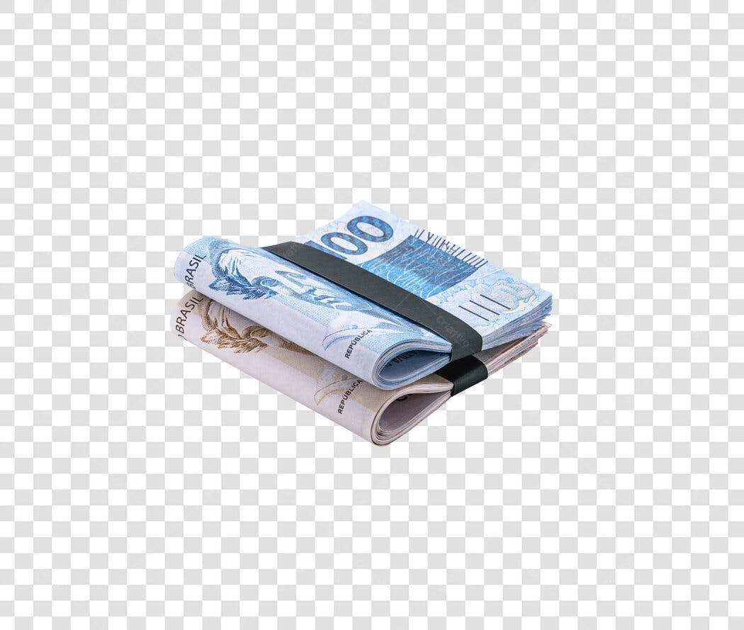 Dinheiro Notas Reais Brasileiras 100 e 50 Empilhadas PNG com fundo transparente