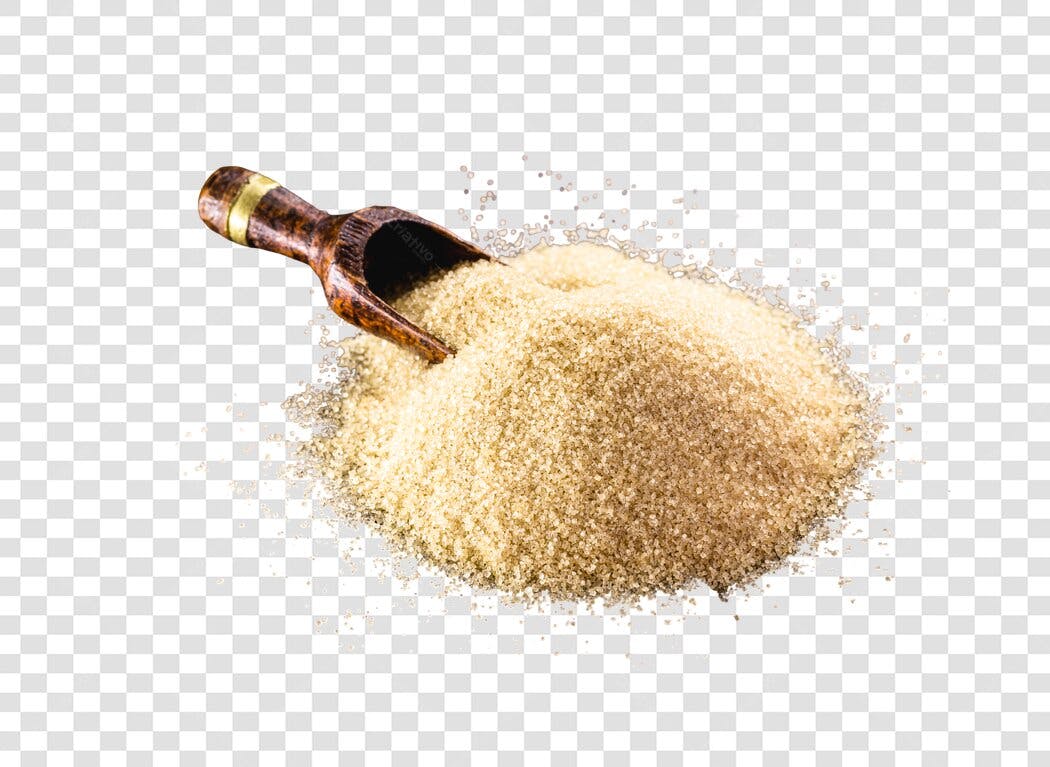 Açúcar Mascavo com Colher de Madeira PNG com fundo transparente