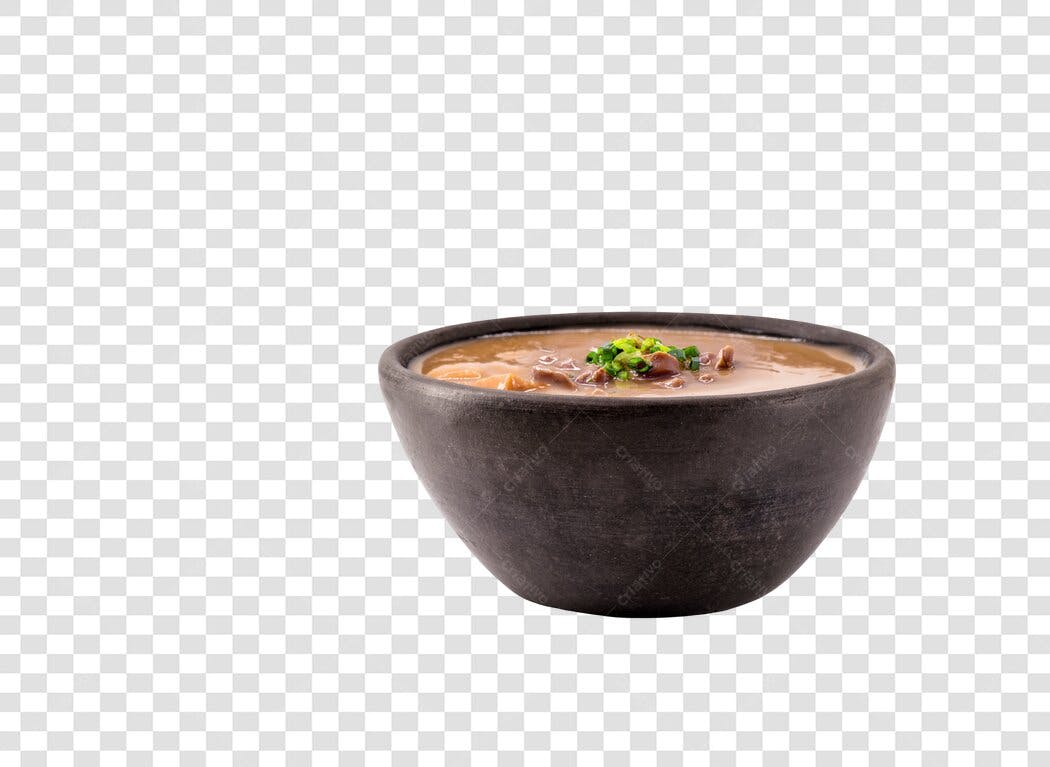 Foto de Tigela de Sopa de Feijão Caldo Quente com Cebolinha Verde PNG com fundo transparente