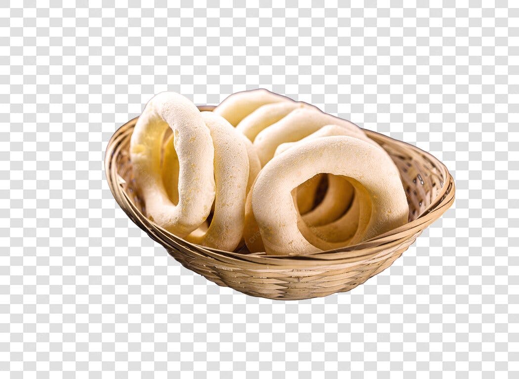 Biscoitos de Polvilho em Cesta de Vime PNG com fundo transparente