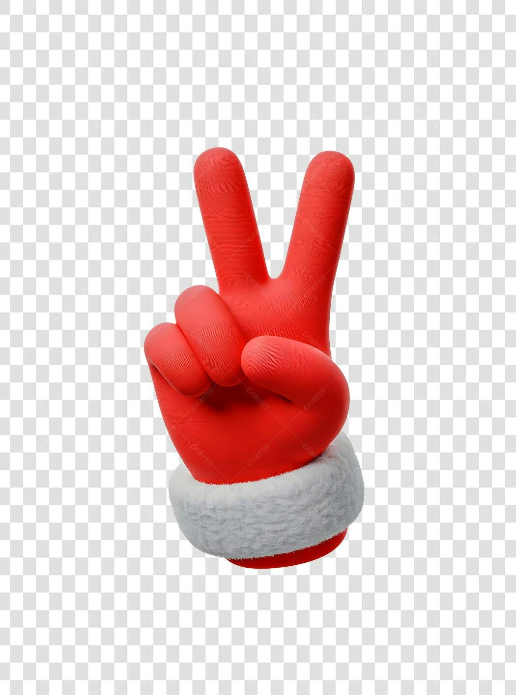 Ícone para Social Media Mão Sinal de Paz Natalina 3D PNG com fundo transparente