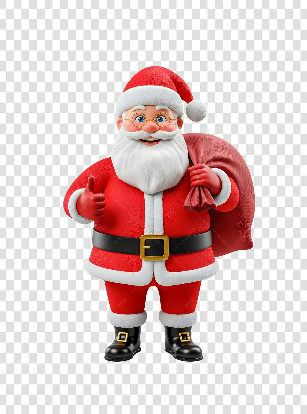 Personagem Papai Noel Natalino Feliz com Saco de Presentes PNG com fundo transparente