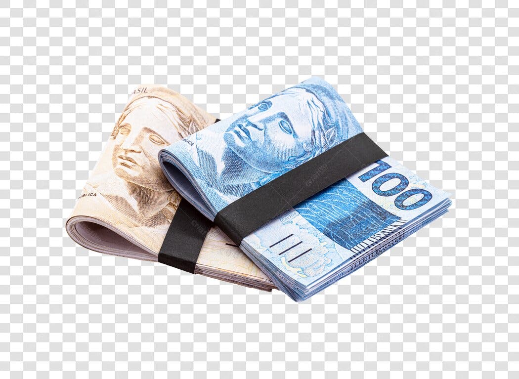 Ilustração de Maços de Notas de Real Brasileiro 50 e 100 Reais PNG com fundo transparente