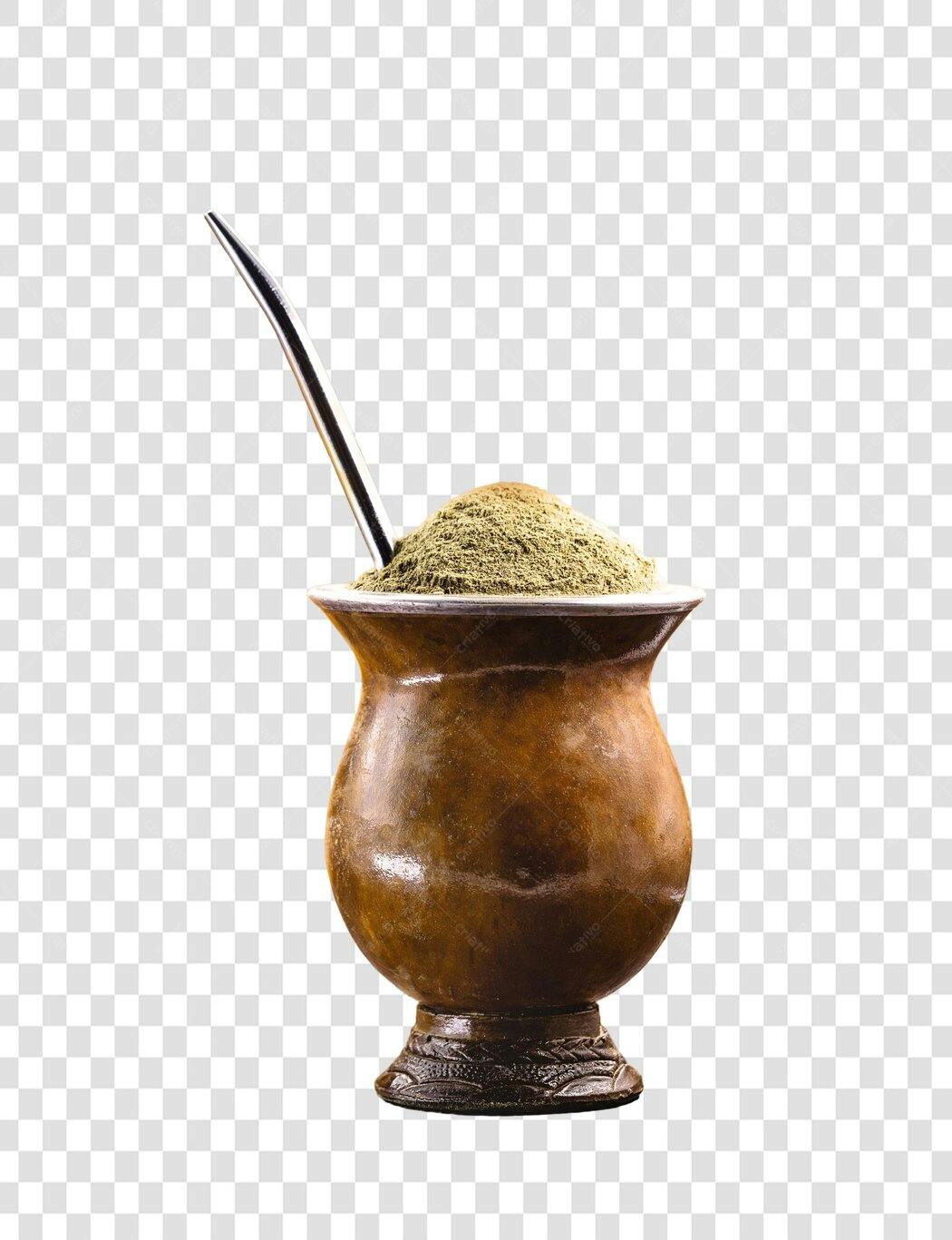 Elemento Gráfico Cuia de Erva Mate Marrom e Bomba para Chimarrão PNG com fundo transparente
