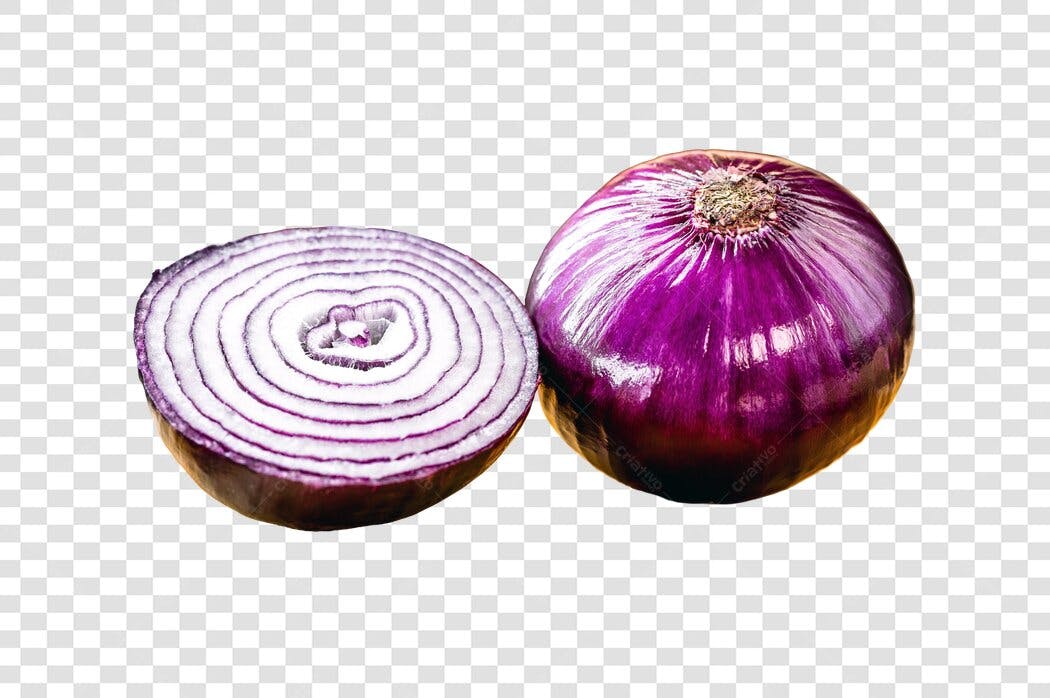 Cebola Roxa Inteira Fatiada Ingrediente Culinário PNG com fundo transparente