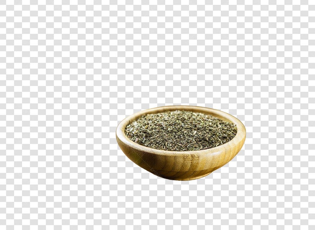 Tigela com Orégano Ervas Secas Tempero PNG com fundo transparente