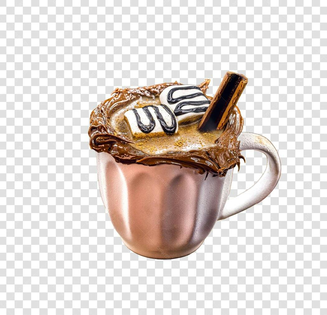 Imagem Chocolate Quente com Marshmallows e Canela para Inverno PNG com fundo transparente