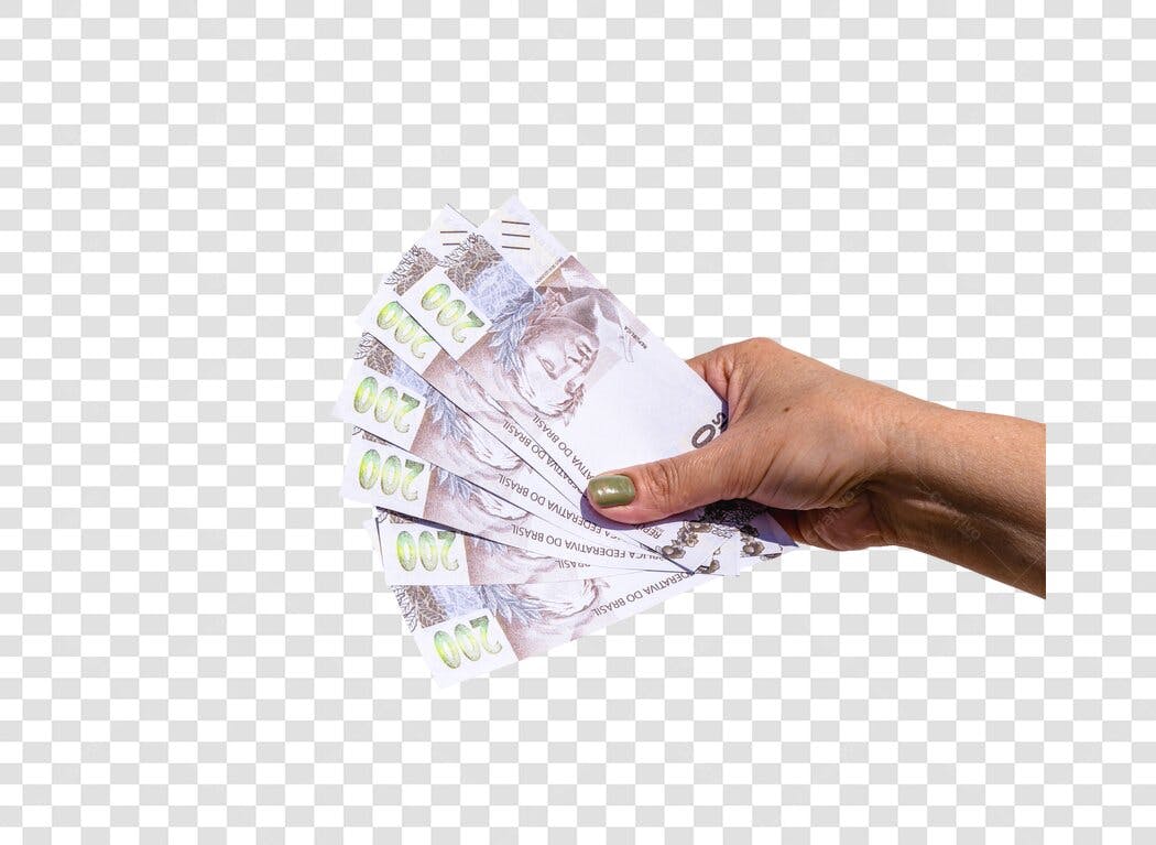 Imagem para Ofertas Mão Segurando Notas 200 Reais Dinheiro Brasileiro PNG com fundo transparente