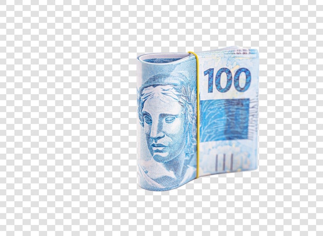 Pacote de notas Dinheiro 100 Reais Brasileiros PNG com fundo transparente